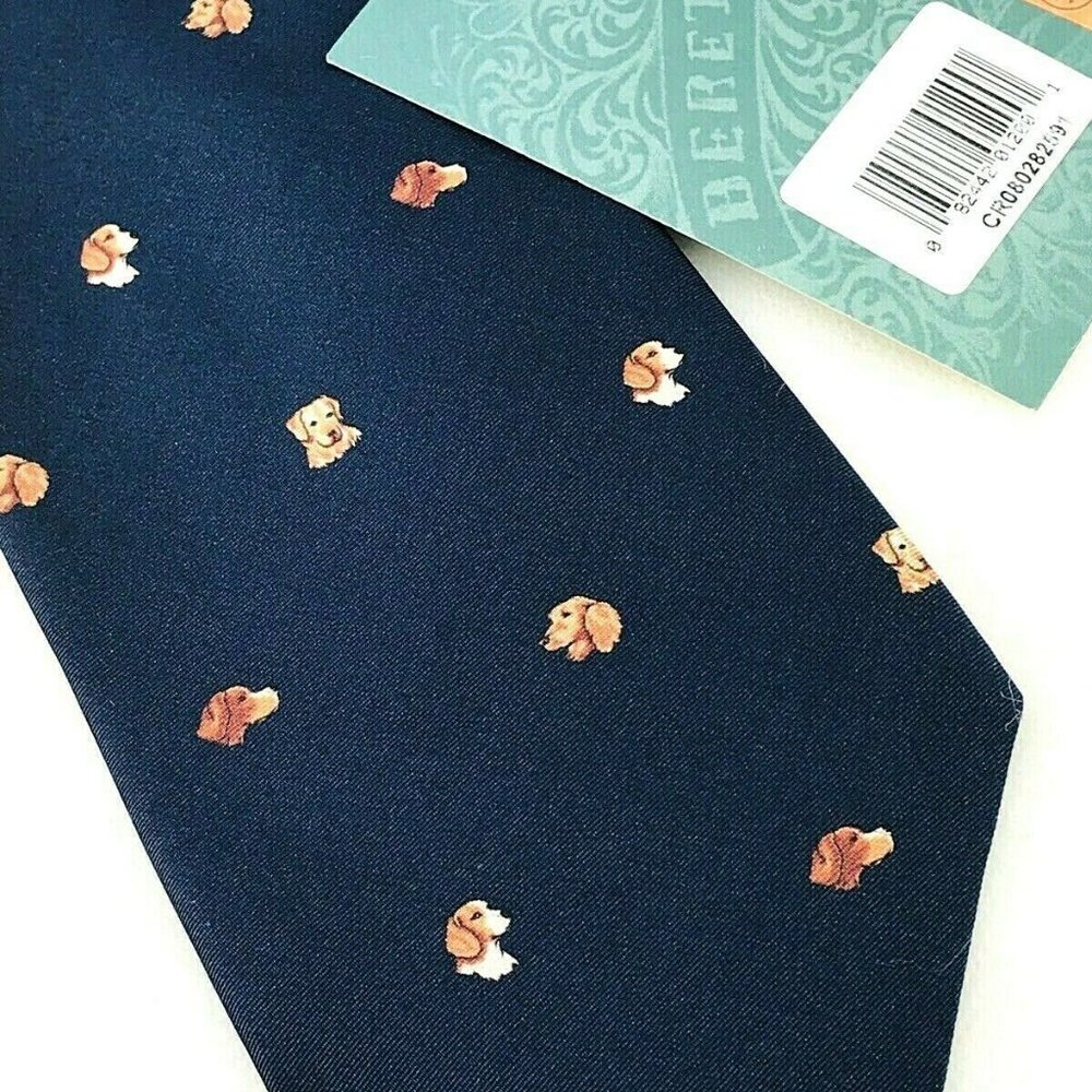 BERETTA Mens Tie Necktie 100% Silk 59 - 60” Navy B